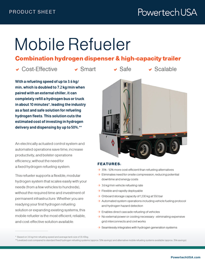 Mobile Refueler - Combination hydrogen dispenser and high-capacity trailer