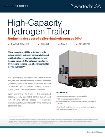 High Capacity Hydrogen Trailer